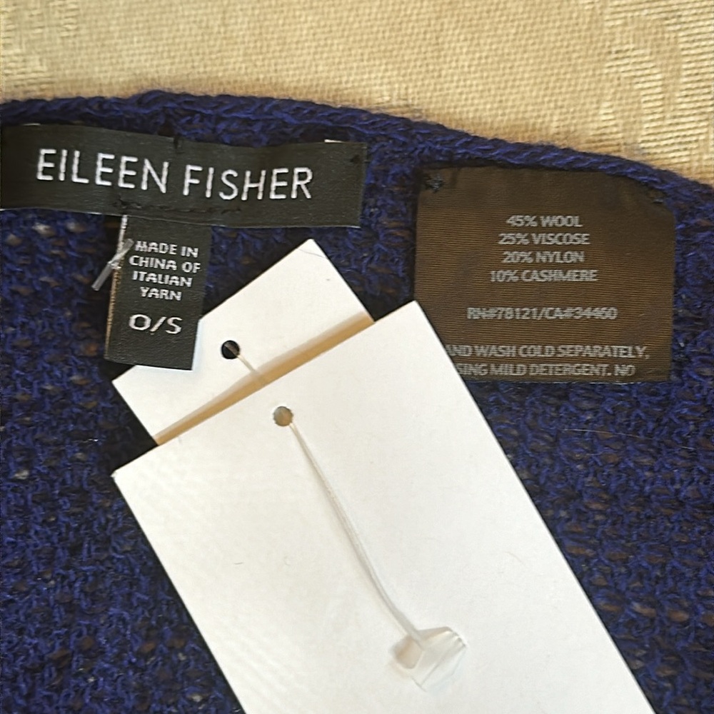 NWT Eileen Fisher royal blue Italian knit wool/cashmere blend scarf - Picture 6 of 10